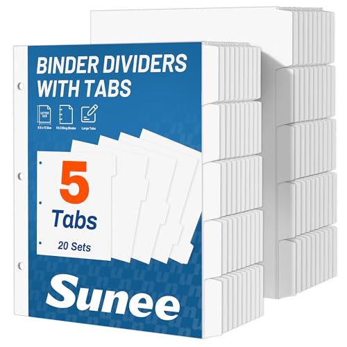 Minimalist SUNEE Binder Dividers with Tabs for 3 Ring Binder, 8.5 for Daily Use