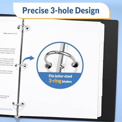 Minimalist SUNEE Binder Dividers with Tabs for 3 Ring Binder, 8.5 for Daily Use