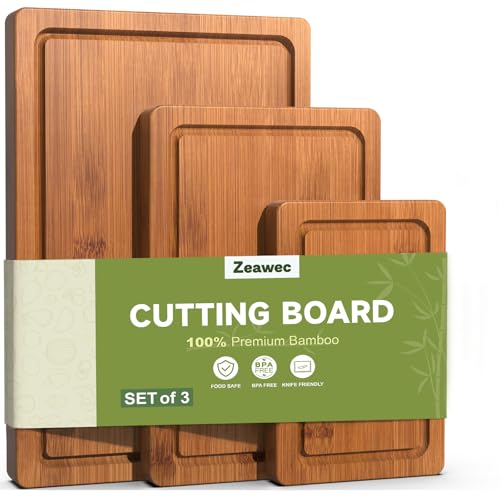 Smart Home 3-Piece Set Bamboo Cutting Board for Kitchen - Crack-Resistant Essentials