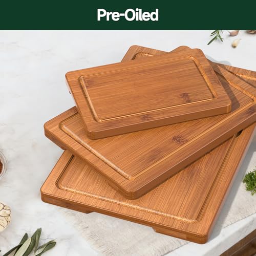 Smart Home 3-Piece Set Bamboo Cutting Board for Kitchen - Crack-Resistant Essentials