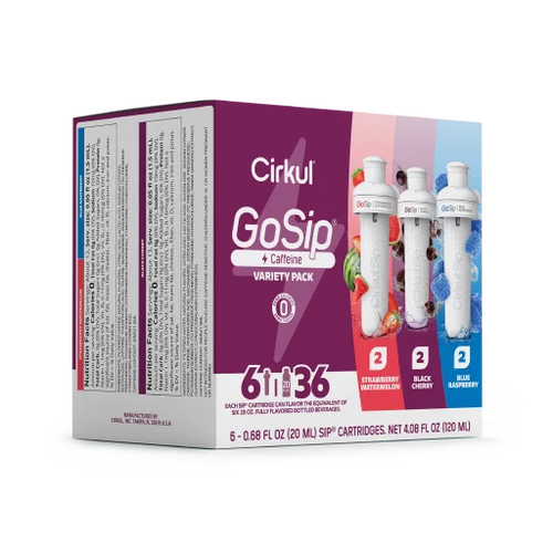 Natural Fruit Flavored GoSip 6-Pack Variety Pack CB6Q - Electrolyte Hydration Enhanced Taste Cartridges Detail